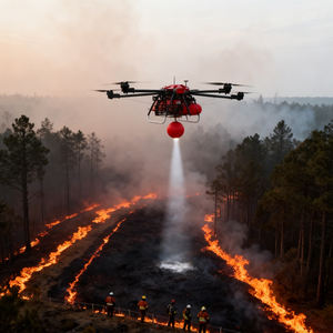 Drone de lutte contre les incendies en hauteur NJ-MAS-FX1, charge utile de 100 kg, plafond de 4500 m, couverture de 200 m pour l'extinction par eau, mousse et poudre sèche - Product Image 2