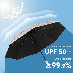 Parapluie pliant entièrement automatique, design frais, en caoutchouc noir, anti-UV, double usage soleil/pluie, idéal pour les cadeaux, pour fabricants - Product Image 2