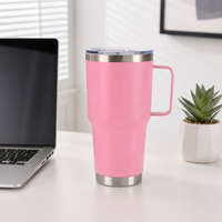 Gobelet isotherme à double paroi en acier inoxydable 20oz 30oz avec poignée métallique pour cadeau ou usage au bureau