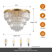 Lustre rond en cristal doré français à 6 lumières, 20 pouces, luminaire de plafond de luxe pour salon, livraison gratuite depuis les États-Unis