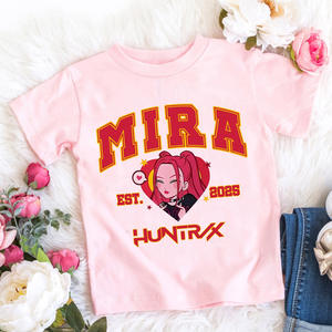 T-shirt K-POP Demon Hunter pour enfants, imprimé <span class=keywords><strong>dessin</strong></span> animé, col rond, basique, décontracté, haut pour filles - Product Image 6