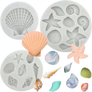 Moldes de Silicona para Hornear con Tema Marino de 3 Piezas (Concha Marina para Coral) - Grado Alimenticio para Hacer Pasteles y Dulces - Product Image 1