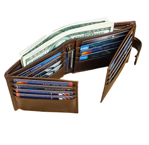 Cartera Larga de Cuero Vacuno Auténtico para Hombre, Marca Wriza, Hecha a Mano, Estilo Vintage, con Protección RFID y Cierre de Broches - Product Image 5