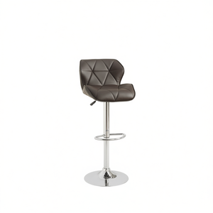 Taburetes de Bar modernos para isla de cocina, sillas de altura de mostrador de piel sintética marrón con elevador de gas ajustable, base cromada, Juego de 2 - Product Image 1