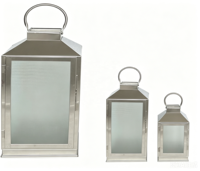 Lanterne en verre en acier inoxydable, porte-bougie décoratif, compatible avec les lumières LED pour mariage, patio, décoration de la maison