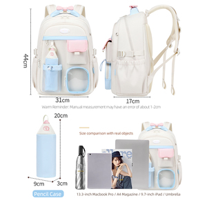 Auf Lager: Preppy Schulrucksack, wasserdicht, Oxford-Material, großes Fassungsvermögen, mit Cartoon-Federmäppchen für Mittelschüler - Product Image 3