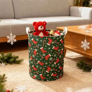 Panier de rangement pliable en tissu Oxford imprimé pour les fêtes, organisateur de jouets et de vêtements, panier à linge pour le Nouvel An et Noël - Product Image 2