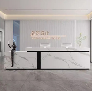 Custom Bespoke Fiberglass Lobby Reception Desk Luxury Front Desk Modern Design for Hotel Office - Product Image 3