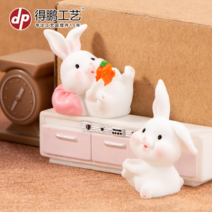 Figurine en résine de lapin Dp, mini décoration pour la maison, le bureau, l'ornement de bureau, artisanat artistique - Product Image 4