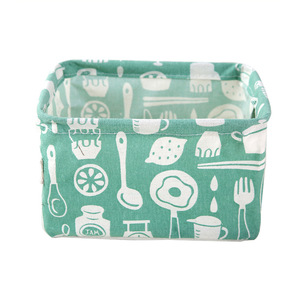 Printed cotton and linen <b>storage</b> basket with handles, miscellaneous item <b>storage</b> basket, <b>fabric</b> desktop cosmetic <b>storage</b> <b>box</b>, - Product Image 3