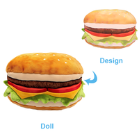 Coussin en peluche personnalisé en forme de hamburger, broderie de logo possible, cadeaux pour fans d'animation, personnalisable
