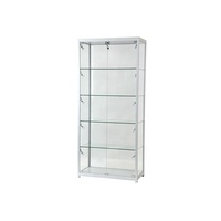Petite vitrine en verre blanc - Meuble de présentation compact avec verre trempé transparent pour la vente au détail, la maison et les boutiques