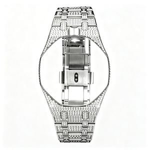 Vollständiges VVS Mossanit Edelstahl Iced Out Uhrengehäuse und Armbänder Ersatz-Mod-Kit für Royal Pop Diamantarmband für Swatch X AP - Product Image 1