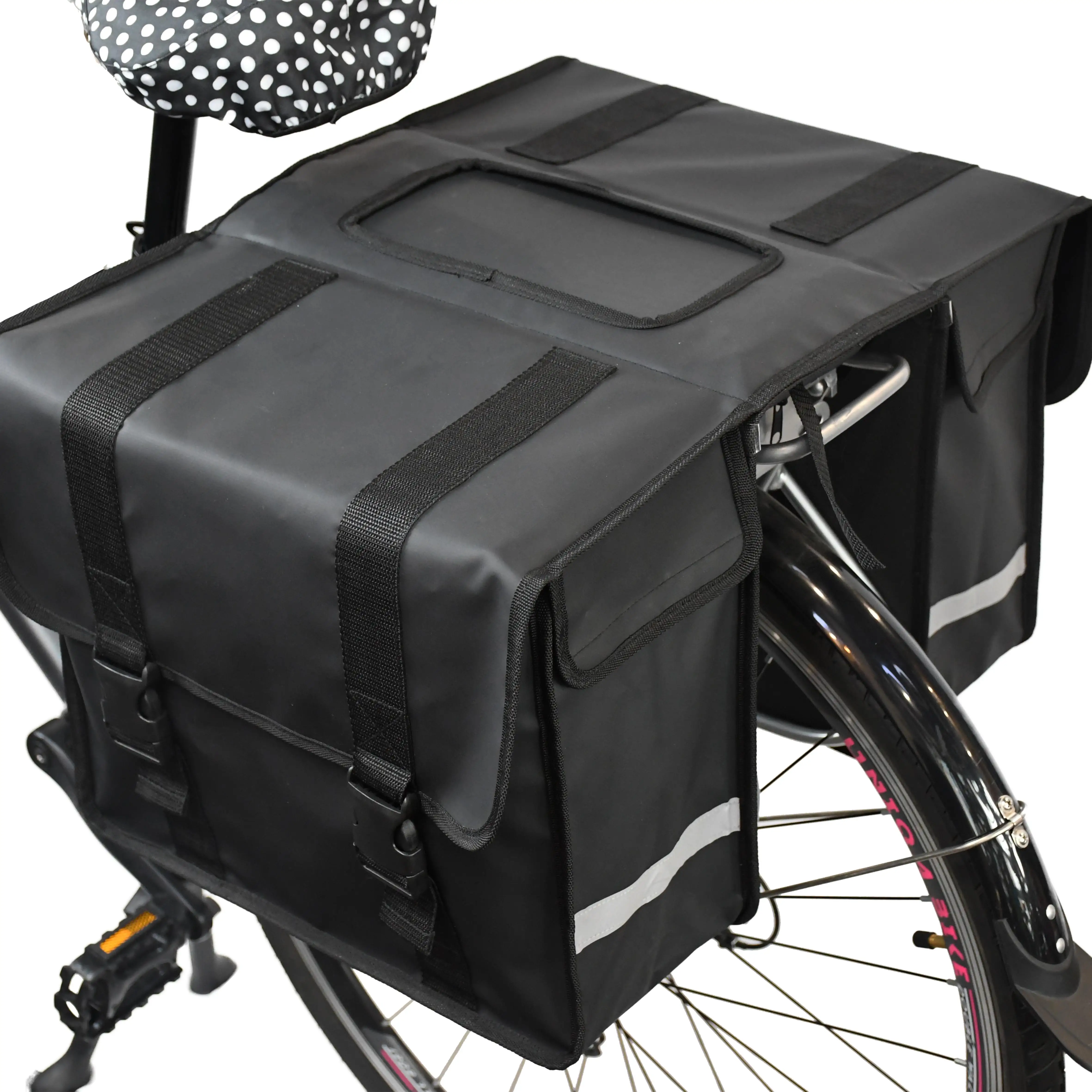 Rockstrox — sac de selle réfléchissant à Double fermeture éclair, grande capacité, avec pochette pour bouteille, accessoires pour bicyclette