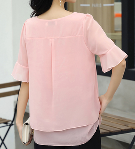 ملابس علوية للنساء مقاس كبير <span class=keywords><strong>5XL</strong></span> قمصان صيفية قصيرة الأكمام بلوزة شيفون - Product Image 6