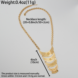 Collares largos de moda bohemios con borlas de metal pulido antideslustre, corazón, luna creciente hueca de filigrana y detalles en oro de 18k. - Product Image 6