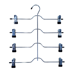 Factory Chrome Black Four-Tier Clip Rack Multi Metal Pants <b>Hanger</b> for Closet Supply - Product Image 1