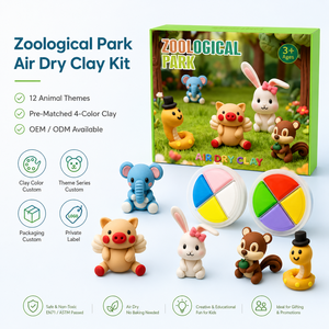Kit de Arcilla Seca al Aire con Temática de <span class=keywords><strong>Parque</strong></span> Zoológico, 12 Temas de Animales, Manualidades para Niños, Regalo DIY, Serie Temática OEM, Venta al Por Mayor Personalizada - Product Image 1