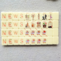 Jeu de Mahjong américain de luxe en acrylique blanc crème de 160 pièces avec motif personnalisé sur le thème Maman et Bébé