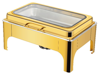 Offre Spéciale Luxe 9L Or Acier Inoxydable Chaufferette à Alcool Plateau Intérieur Ensemble Traiteur Plat Chauffe-Plat de Mariage Buffet Serveur Hôtels Service Alimentaire