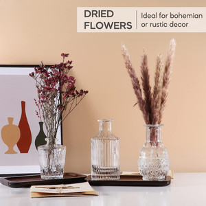 Mini vase à bourgeons transparents ensemble de 12 petits vases à fleurs pour bouteilles en verre de style gaufré pour décor de <span class=keywords><strong>table</strong></span> de <span class=keywords><strong>mariage</strong></span> rustique - Product Image 4