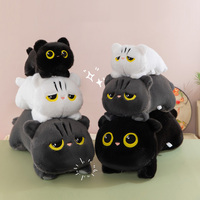 Peluche chat noir couché mignon CPC CE en gros, coussin long pour dormir, jouet en peluche pour cadeaux d'anniversaire