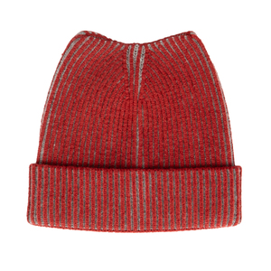 Chapeau pour enfants élégant et humoristique en tricot côtelé en forme de corne, avec motif rayé sur le revers, conçu pour un confort et une esthétique chic - Product Image 5