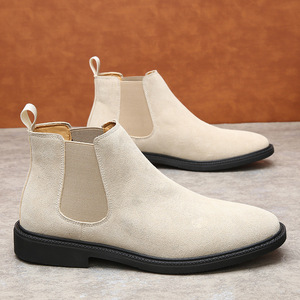 Botas Chelsea Estilo Británico para Hombre, Parte Superior de Cuero Genuino, Forro de Cuero Sintético, Suela de Goma de Cilindro Medio, Invierno - Product Image 2