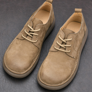 Nuevos Zapatos de Cuero Casuales Retro para Hombre, Estilo Caballero Versátil, Suela Blanda, Zapatos con Cordones de Punta Ancha - Product Image 3