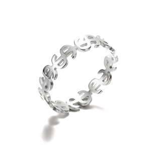Nouvelle bague en acier inoxydable pour femme, motif cœur creux avec symbole du dollar, personnalisable, style minimaliste, accessoire pour étudiante - Product Image 6