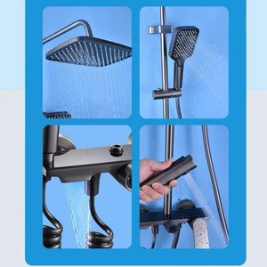 Juego de ducha con rociador rectangular, chapado en oro, fácil de instalar, portátil - Product Image 3