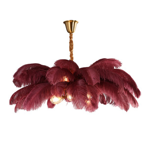 Soffici piume marrone luci a sospensione 120cm Art piume di struzzo lampadario soggiorno camera da letto decorazione per la casa lampada da <span class=keywords><strong>soffitto</strong></span> - Product Image 1