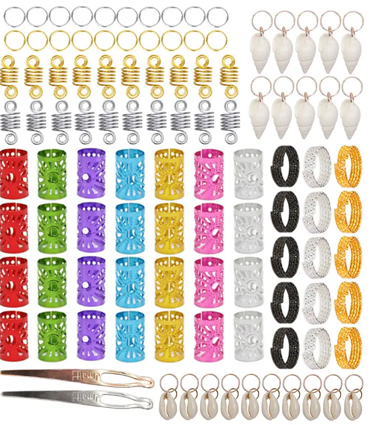 Wholesale 80pcs/lot Gold metal tube ring dreadlock hair braid accessories beads for braids adjustable hair braid ring