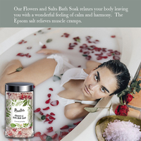 Flaska personnalisée bain pétillant sel d'Epsom marque privée mélange d'huile de siège sel explosif 500g avec fleurs