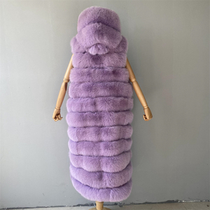 Jxwatcher Wholesale New Trending Fashion <strong>Ladies</strong> Long Genuine Fox Fur <strong>Gilet</strong> With <strong>Hood</strong> Winter Women Real Fox Fur Coat Vest - Product Image 5