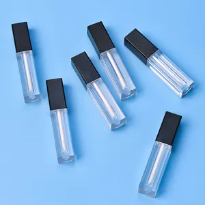 שפתון שחור מרובע שקוף צינור מיכלי ליפ גלוס 1.5 מ""ל בקבוק ליפtin עם שרביטים שפופרת ליפגלוס עם מעטפת מיני ליפמאט