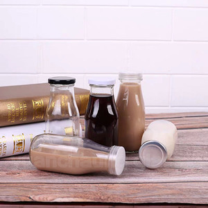Bouteille en verre style <span class=keywords><strong>Starbucks</strong></span> de 320 ml et 420 ml, vide, pour lait frais, avec couvercle à vis en métal, impression de logo personnalisée, vente en gros - Product Image 5