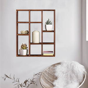 Giá sách gỗ, giá để đồ, giá trưng bày, kệ gỗ treo tường kiểu rustic, tủ kệ độc lập, kệ sách 9 ngăn - Product Image 6