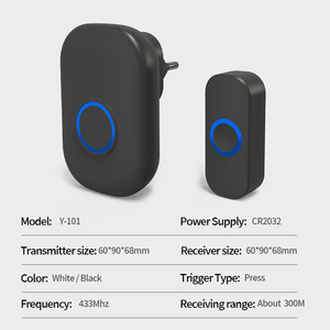 SIXWGH 2-en-1 Kit noir alimenté par batterie étanche IP44 <span class=keywords><strong>sonnette</strong></span> numérique sans fil <span class=keywords><strong>filaire</strong></span> pour hôtels jardins prise britannique incluse - Product Image 5