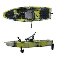 Kayak modulaire de pêche à pédales de 9 pieds pour 1 personne avec moteur électrique et système de propulsion à pédales détachable pour utilisation en mer