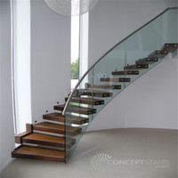 Prima Nouveau design personnalisé escalier de maison incurvé en spirale décoratif en acier moderne pour intérieur avec garde-corps en fer forgé
