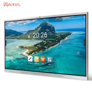 Tablero inteligente interactivo 4K de 86 pulgadas, pizarra electrónica de pantalla grande gris plateada con marco de aleación de aluminio para oficina y escuela