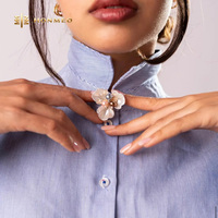 HONMEO Grosir Penutup Kancing Baju dari Paduan Seng, Model Kelopak Antik dengan Mutiara dan Berlian Imitasi, Penjepit Penutup Kancing Pakaian