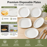 Assiette de service jetable en plastique robuste Hengyuan de 9 pouces - Assiette résistante au micro-ondes et au congélateur pour le camping, les mariages et les fêtes