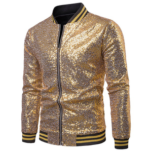 Di modo personalizzato <span class=keywords><strong>oro</strong></span> paillettes vestito Coreano vestito locale notturno abbigliamento da uomo ha ospitato giacca - Product Image 2