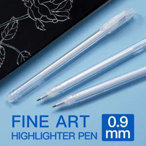 Ensemble de stylos surligneurs blancs en gel de 0,9 mm |   Pointe fine à forte couvrance pour l'illustration, le dessin, les projets artistiques scolaires et de bureau - Product Image 2