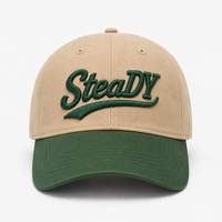 Service OEM ODM, broderie 3D personnalisée, casquettes de baseball ajustables à 6 panneaux en sergé de coton structuré, couleur contrastée, fermeture à pression