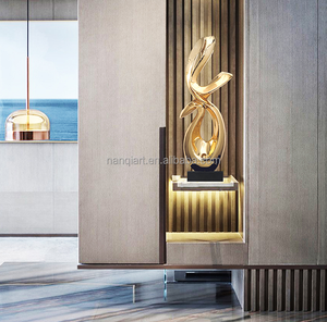 Estatua DE ARTE Pop electrochapado oro plata resina escultura lujo interior hogar Hotel decoración adorno abstracto con <span class=keywords><strong>Base</strong></span> de mármol - Product Image 2