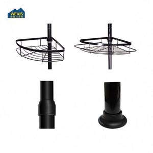 WEKIS Étagère d'angle télescopique moderne à 4 niveaux en fer, sans perçage, rotative, pour accessoires de salle de bain, douche et salon - Product Image 4