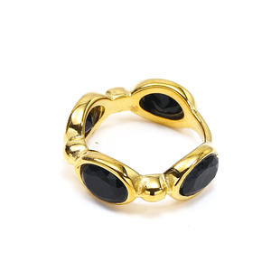 Français ins élégant style ancien ovale couleur zircon titane acier bague femme minorité haute qualité plaqué or <span class=keywords><strong>bijoux</strong></span> à la main - Product Image 3